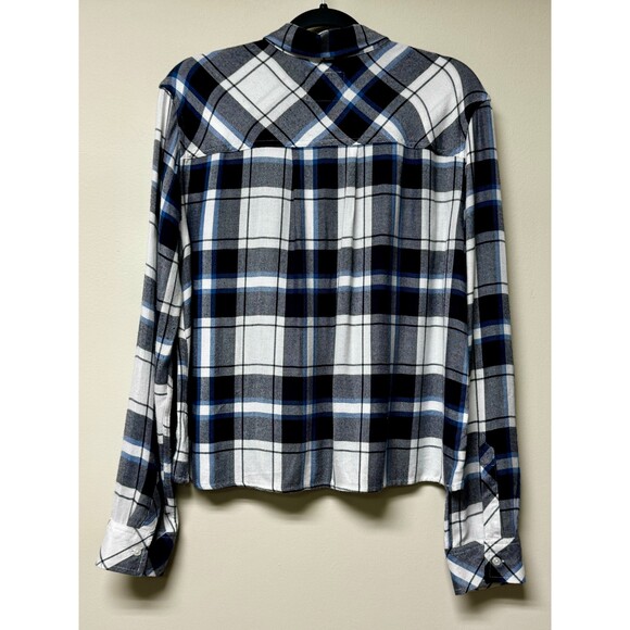 RAILS Dylan Cropped Plaid Button Up Shirt Sapphire, Sz L - Picture 3 of 9